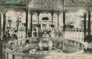 Källa till våren Grand Grille i Vichy. Vykort skickat 1913. av French Photographer