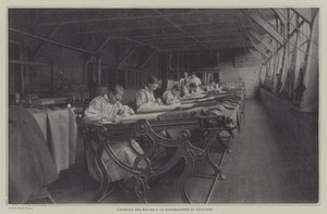 Studentverkstad på Beauvais Tapestry Manufacture, Frankrike (s/v foto) av French Photographer