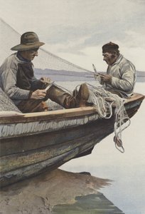På La Canche lagar fiskare sina nät av French Photographer