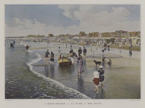 Stranden vid högvatten, Berck-sur-Mer, Frankrike (färgfoto) av French Photographer