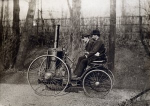 Det första ångfordonet som kördes av greven av Dion av French Photographer