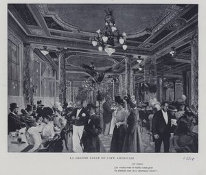 Den stora salen på Cafe Americain, Paris (s/v foto) av French Photographer