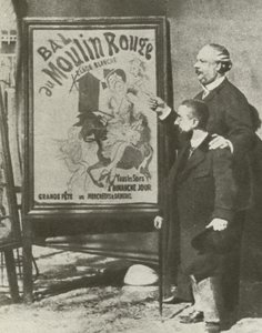 Toulouse-Lautrec med en chef för Moulin Rouge, Paris (s/v foto) av French Photographer