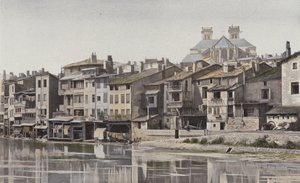 Verdun, Absid av katedralen, Vy tagen från högra stranden av Meuse av French Photographer