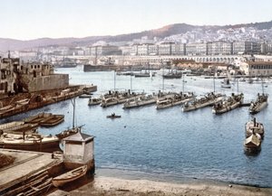 Utsikt över Algiers hamn från amiralitetet, pub. 1900 av French Photographer