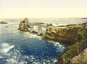 Vy över Jungfrun på klipporna, Biarritz, 1890-1900 av French Photographer