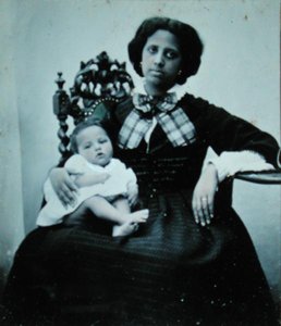 Hustru till Elysee Reclus (1830-1905), ca 1860 (s/v foto) av French Photographer