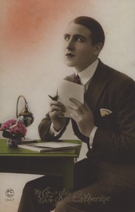 Ung man som skriver ett brev av French Photographer