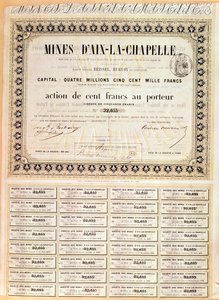 100 francs Bärarandel av Aachens gruvor, 1856 av French School