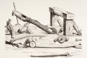 Mangonel från 1400-talet, från Les Arts au Moyen Age, publicerad 1873 av French School