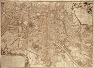 9:e planen för Paris under Ludvig XV - i "Continuation du traite de la police". av French School