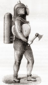 En amerikansk dykardräkt från 1800-talet, från 