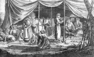 En familj av kurdiska nomader, från Voyage en Perse av Gaspard Drouville, publicerad 1825 av French School