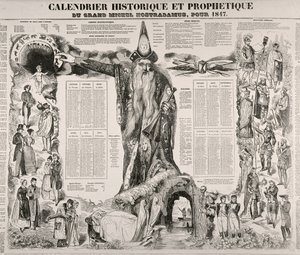 En historisk och profetisk kalender av Michel Nostradame (Nostradamus) (1503-66) 1847 av French School