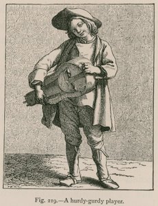 En Hurdy-Gurdy-spelare av French School