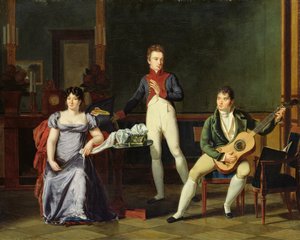 En musiker och hans familj, möjligen Fernando Sor (1778-1839) av French School
