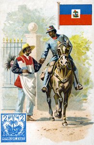 En brevbärare som levererar post i Haiti, sent 1800-tal av French School