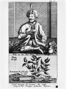 A Pot for Making Coffee, illustration från New and Curious Treatise on Coffee, Tea and Chocolate av Philippe Sylvestre Dufour, La Haye, publicerad 1693 av French School
