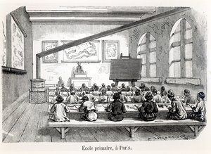 En grundskola i Paris, från Almanach du Magasin Pittoresque, 1975 av French School