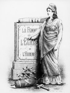 En kvinna är lika med en man, tryckt av Lemercier & Co., Paris, 1881 av French School