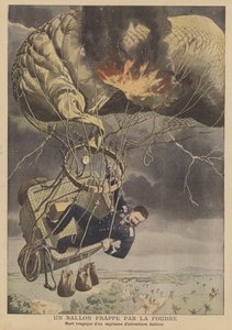 En ballong träffad av blixten (färg litho) av French School