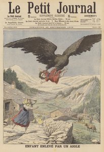 Ett barn buret av en örn i de italienska alperna (färg litho) av French School