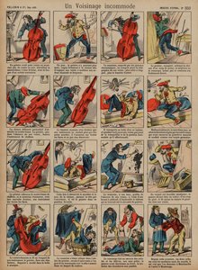 En tvist mellan grannar (färgad gravyr) av French School