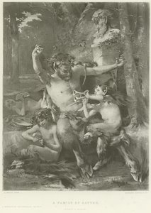 En familj av satyrer (djuptryck) av French School