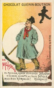 En gentleman som söker välbetald lätt anställning (litho) av French School