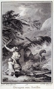 En orkan i Västindien. Gravyr av 1780 Chartres, Museum of Fine Arts av French School