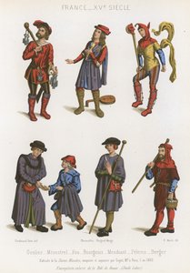 En fångvaktare, en sångare, en dåre, bourgeoisi, en tiggare, en pilgrim och en herde av French School