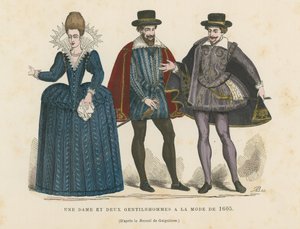 En dam och två herrar i stil med 1605 av French School