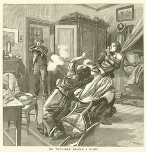 Ett fruktansvärt mord i Blois, Frankrike (gravyr) av French School