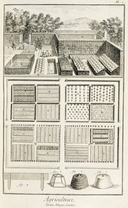 En grönsaksträdgård, från The Encyclopedia of Science, Art and Engineering av Denis Diderot (1713-84), ca 1770 av French School