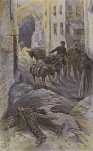 Ett offer för korsikanska banditer (färg litho) av French School