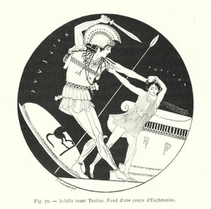Achilles dödar Troilus (litho) av French School