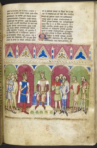 Lägg till. MS 12228, f.223, Roman du Roy Meliadus de Leonnoys, c.1352 (pergament) av French School