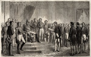 De 221:ans anförande - Den liberale statsmannen Roy- Collard presenterar Adressen du 221 - Pierre Paul Royer-Collards uppläsning för den franske kungen Charles X den 221:ans tal för att protestera mot domen 1830 - Pierre Paul Royer Collard (1763-1845) (Roy av French School
