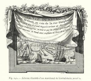 Illustrerad adress till en prydnadsförsäljare; 1700-tal (gravyr) av French School
