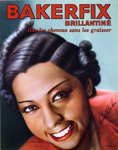 Annons för Bakerfix hår brilliantine med Josephine Baker (1906-75) av French School