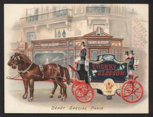 Annons för Cherry Blossom parfym (chromolitho) av French School