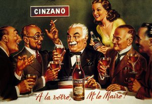 Annons för Cinzano Blanc (färg litho) av French School