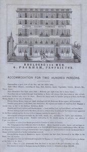 Annons för Louvre Railway Terminus Hotel, Boulogne-sur-Mer, Frankrike (litho) av French School