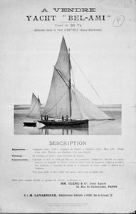 Annons för försäljning av Guy de Maupassants Yacht Bel-Ami av French School