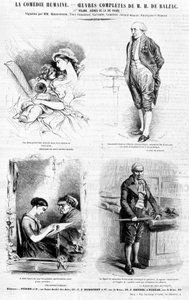 Annonssida för verk av Balzac - i "" Charivari", juli 1842 av French School