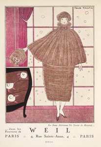 Annons för "Weil", från Gazette de Bon Ton, utg. 1920 (stenciltryck) av French School