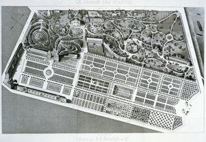 Flygfoto av planen för Jardin des Plantes i Paris, 1842 av French School