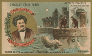 Alexander Dumas och en scen ur Greven av Monte Cristo av French School