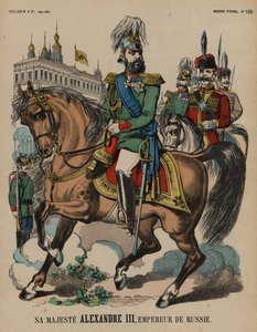 Alexander III, tsar av Ryssland (färgad gravyr) av French School