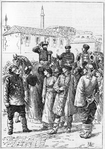 Alexander av Battenberg - Alexander I av Bulgarien eller Alexander av Battenberg (1857-1893) anländer till Philippopoli för att utropa föreningen av Rumänien och Bulgarien, i "" Den illustrerade världen"" av French School